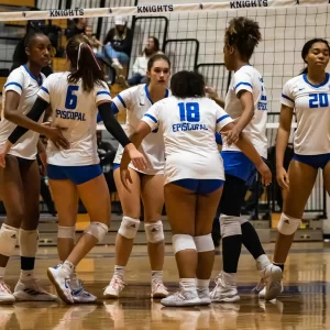 Girls Volleyball Huddle before a play