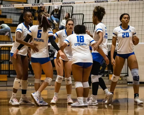 Girls Volleyball Huddle before a play
