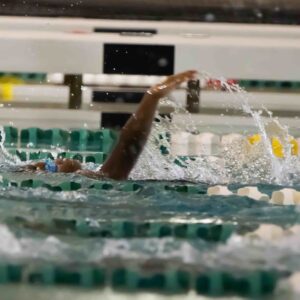 girl swimmer backstroke