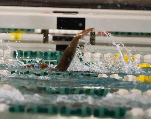 girl swimmer backstroke