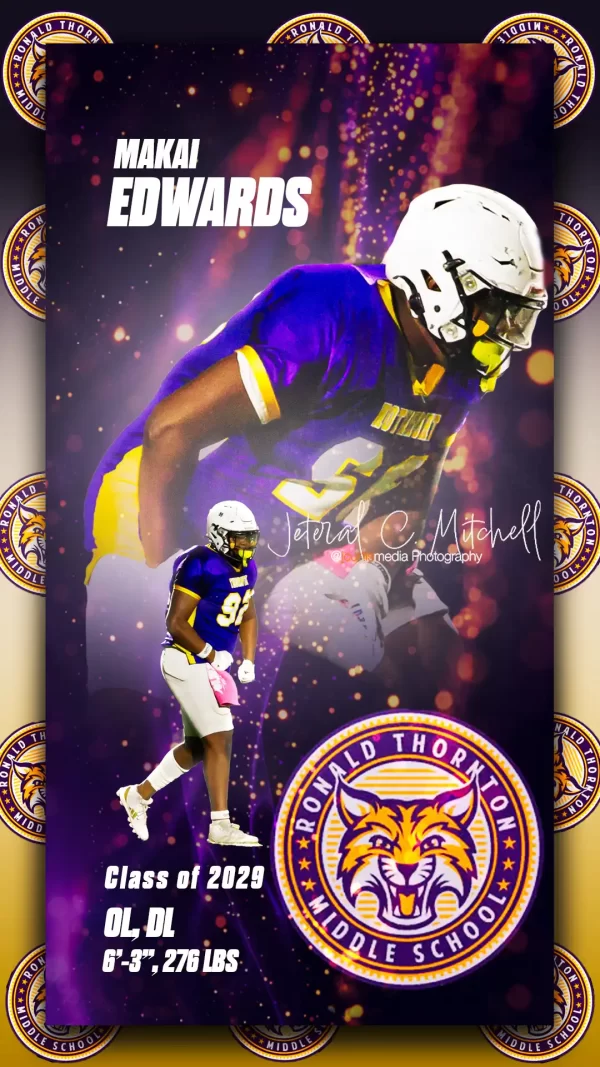 makai Edwards, jcurtismedia, football, middle school, athletes, photography, sports photography,